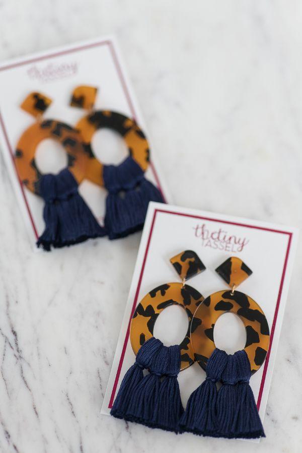 The Bennett Tassel Earring in Navy - TheTinyTassel