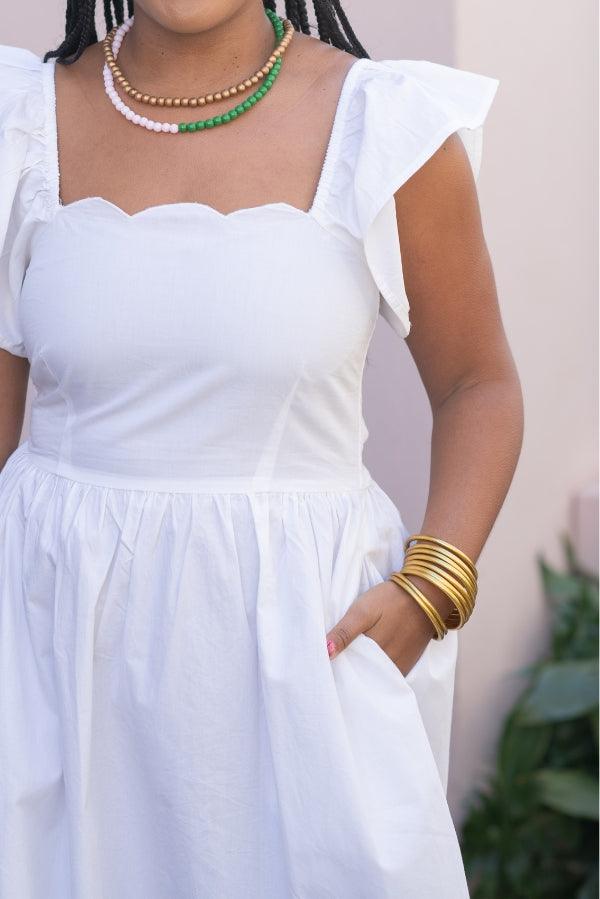 White summer dress with pockets sale