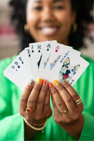 Puppy themed playing cards in multiple colors 