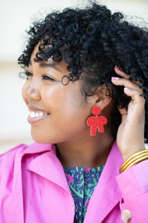 The Berkeley Bow Earring in Red