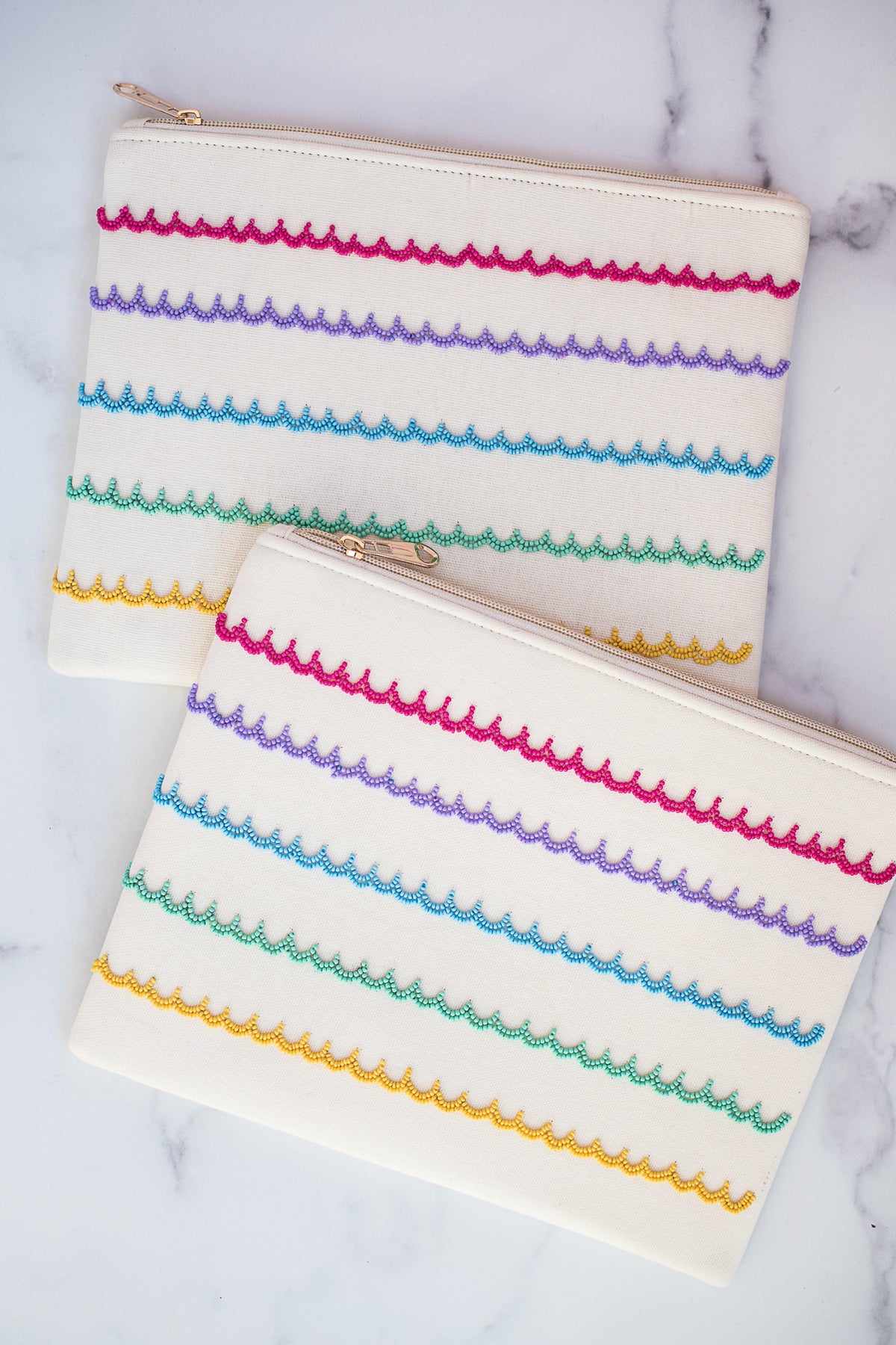 The Rainbow Scallop Canvas Pouch - TheTinyTassel