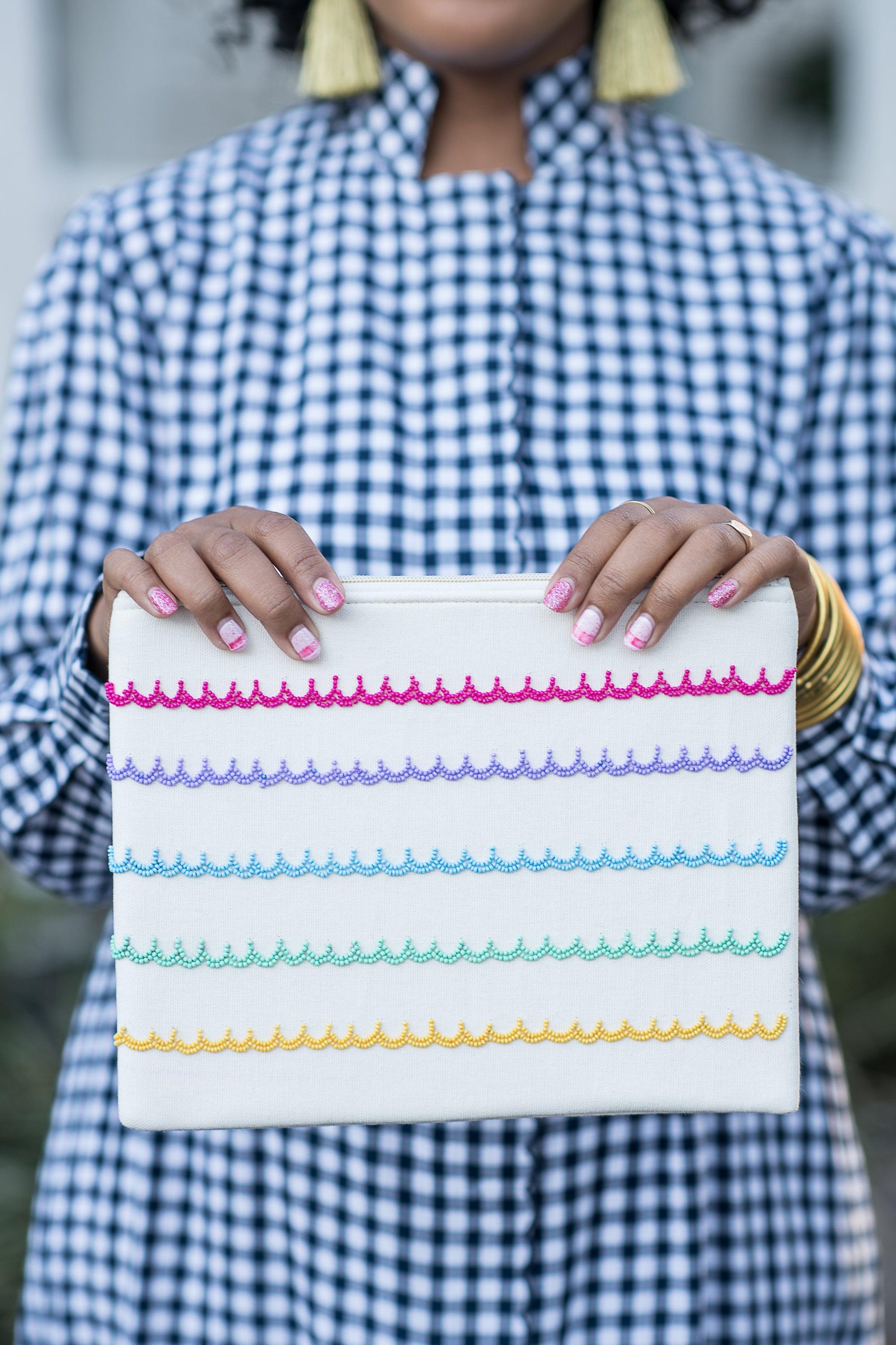 The Rainbow Scallop Canvas Pouch - TheTinyTassel