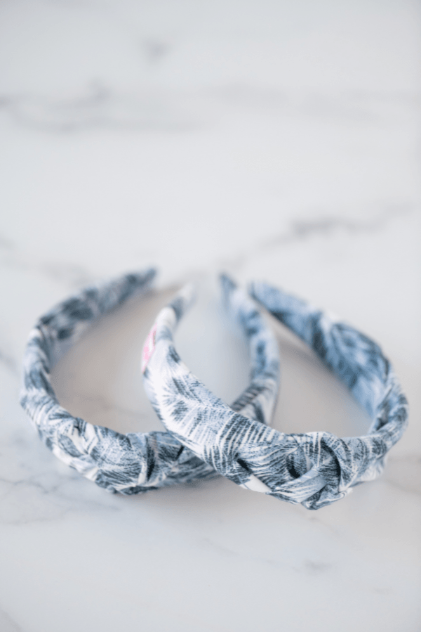 The Tiny Tassel Headband in Blue Palm - TheTinyTassel