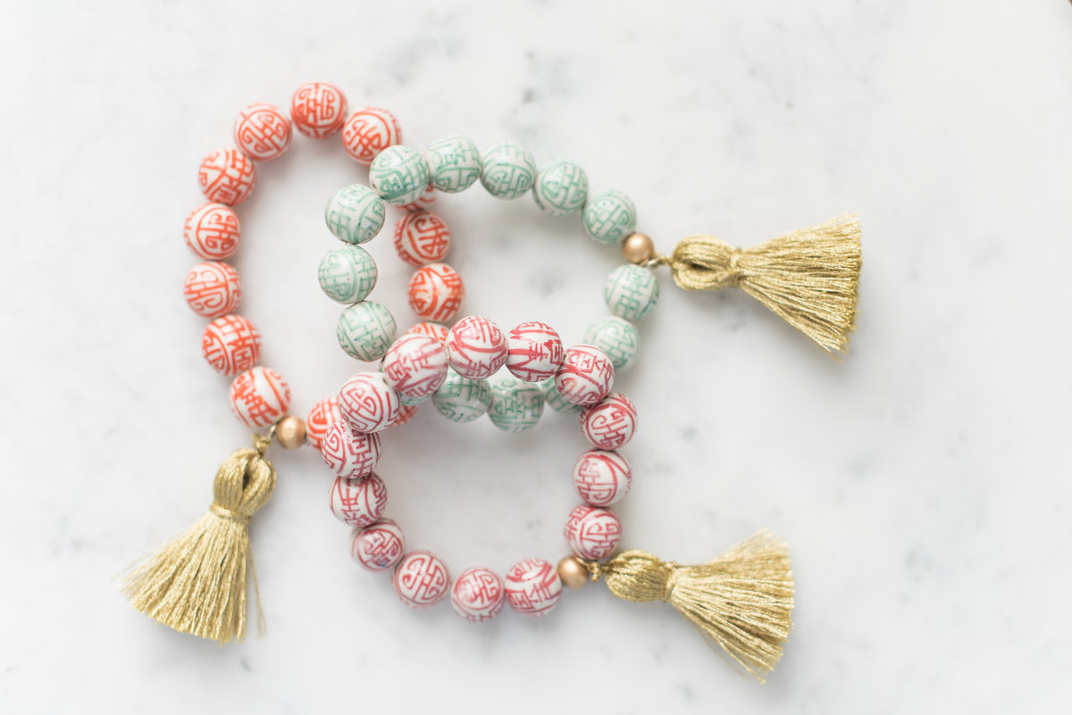 Turquoise Bead and Tassel bracelet – Vivien Frank Designs