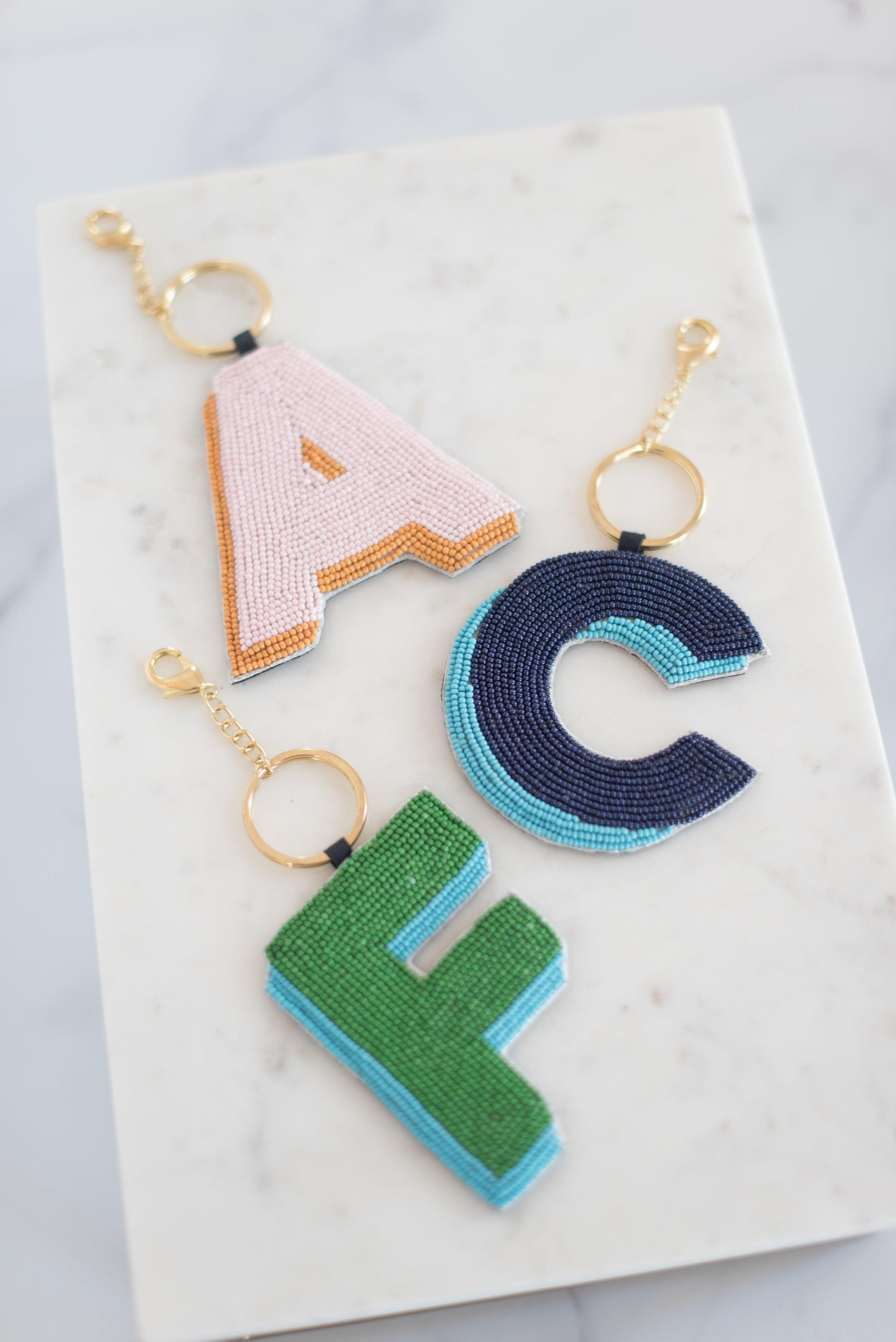 The Elsey Keychain in Green and Blue - TheTinyTassel