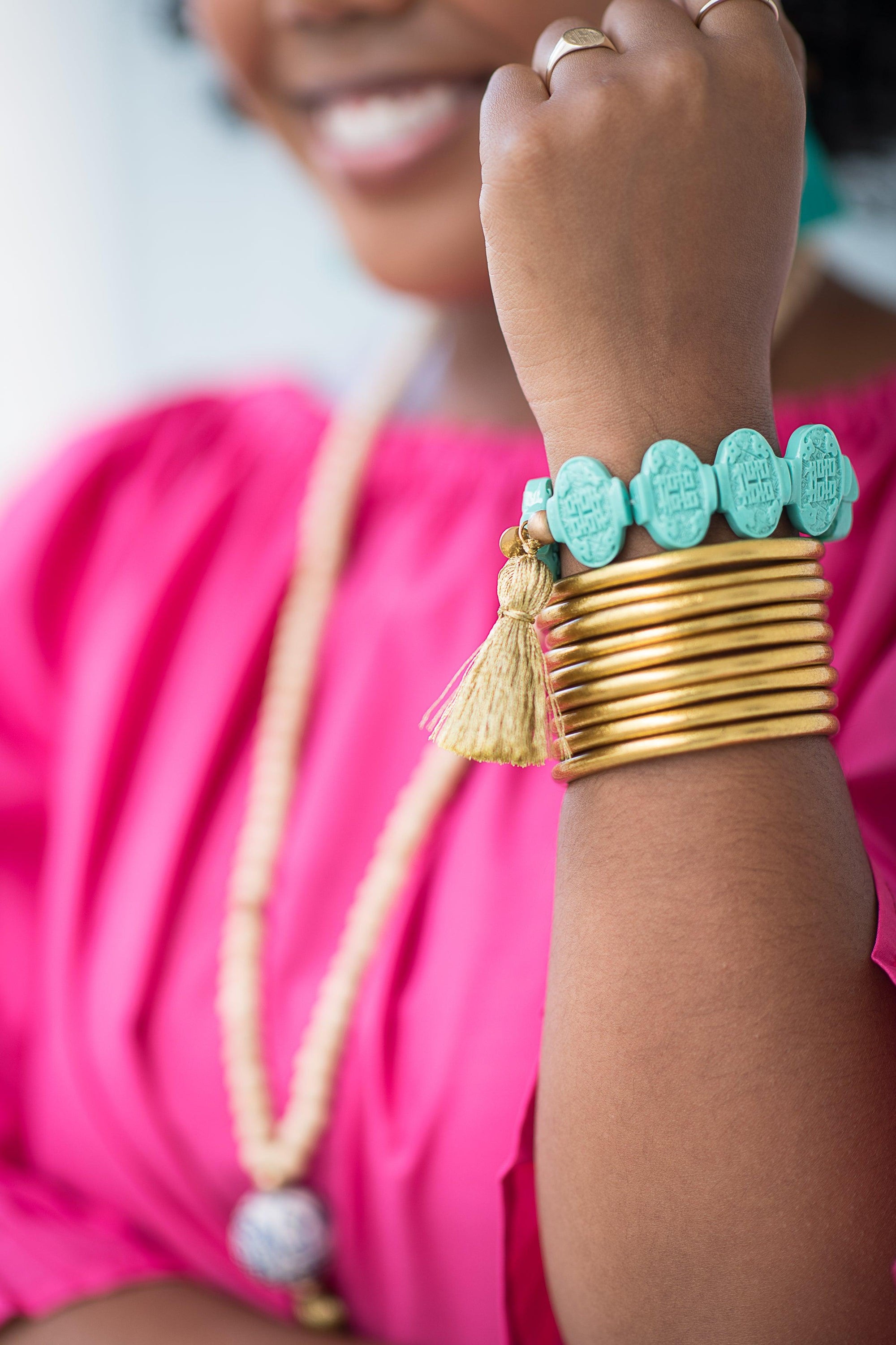 The Fulton Tassel Bracelet in Turquoise - TheTinyTassel