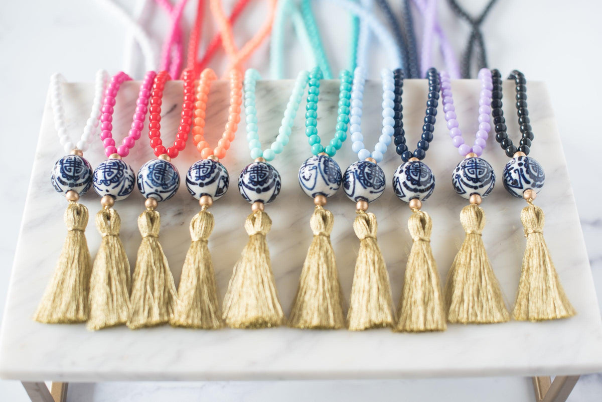 Jewelry  Thread Wrapped Tassel Necklace LAGUNA BLUE MULTI - Talbots Womens  • Winners Chapel