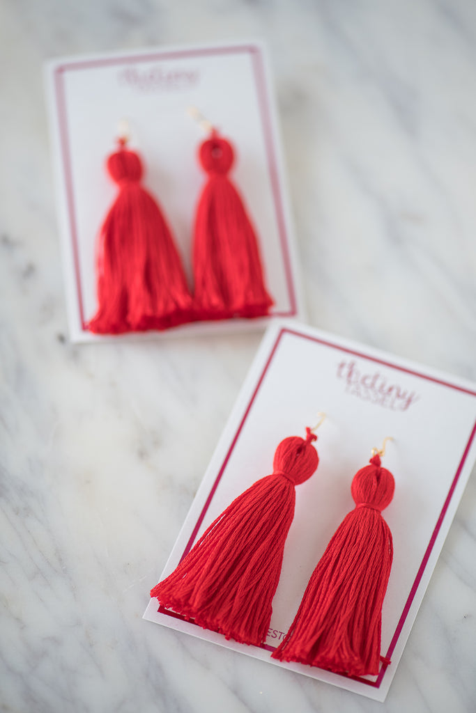 Red Bow Tassel Earrings – Naughty Bounce