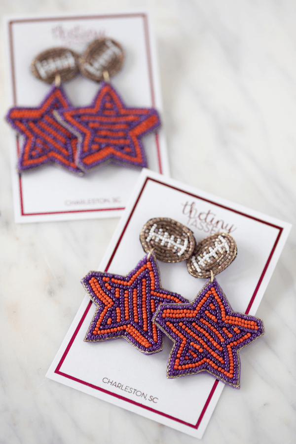 The Fremont Earring in Orange and Purple - TheTinyTassel