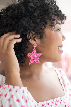The Vote Earring in Hot Pink