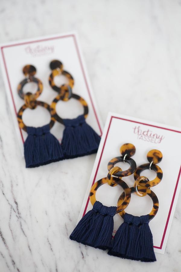 The Avondale Tassel Earring in Navy - TheTinyTassel