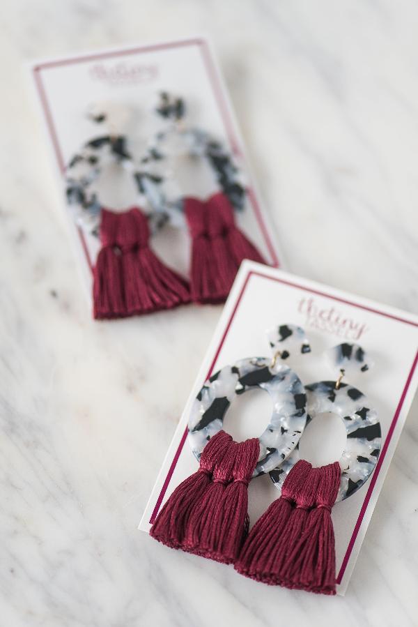 Garnet deals tassel earrings