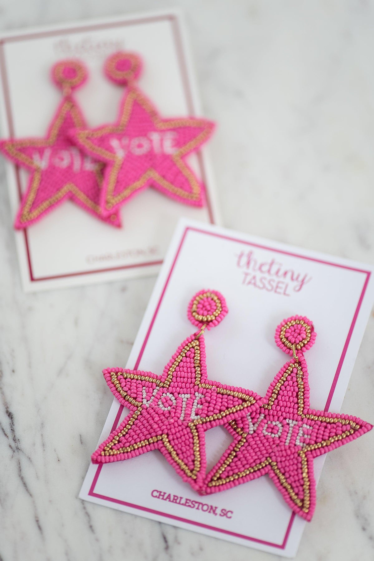 The Vote Earring in Hot Pink - TheTinyTassel