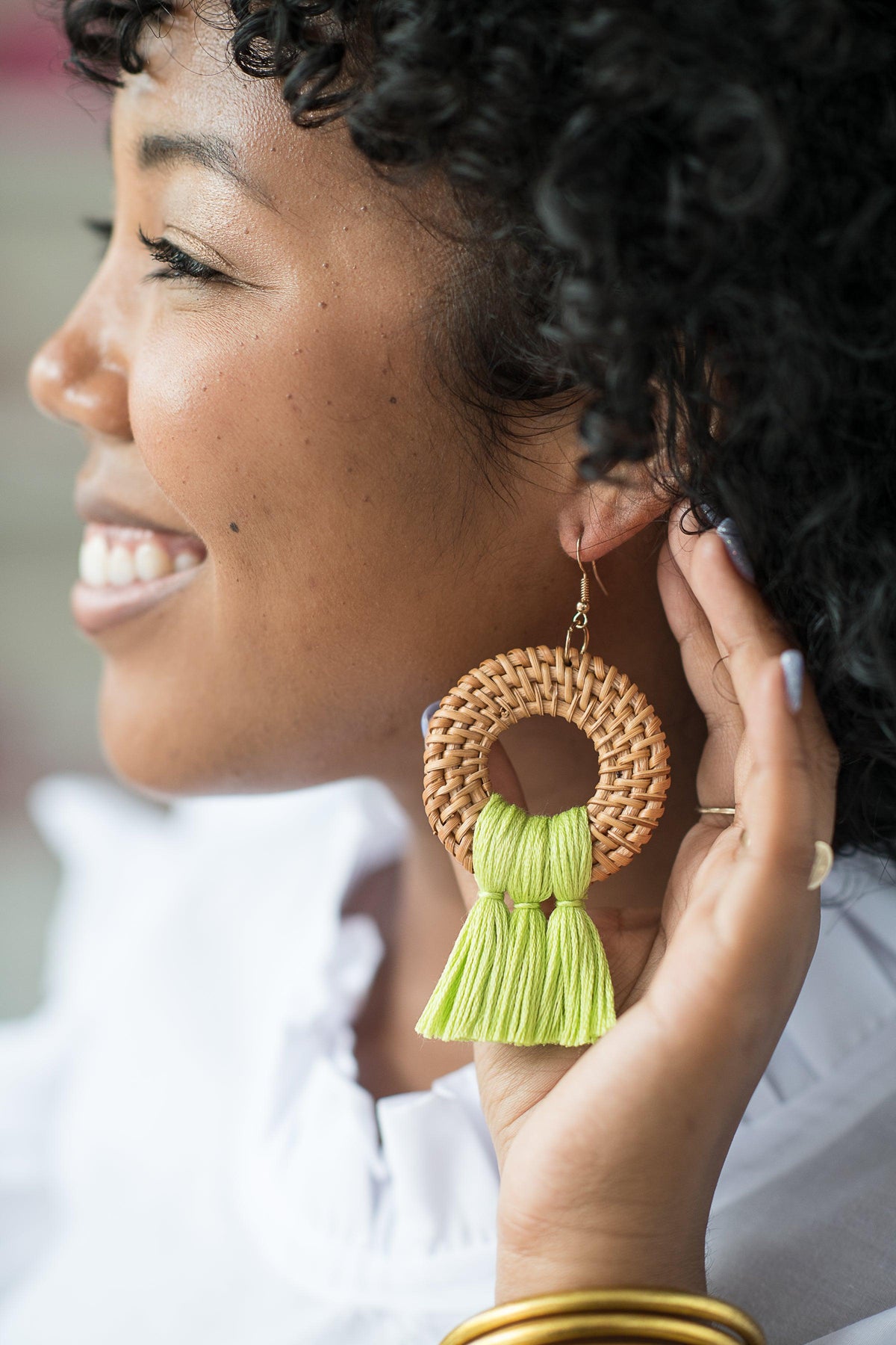 Felt Pom Pom Hoop Earrings Bright Statement Jewelry Beaded 