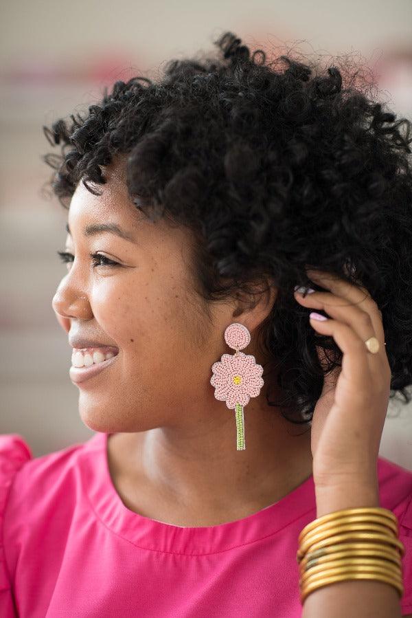 The #EHxTTT Pink Daisy Earring - TheTinyTassel