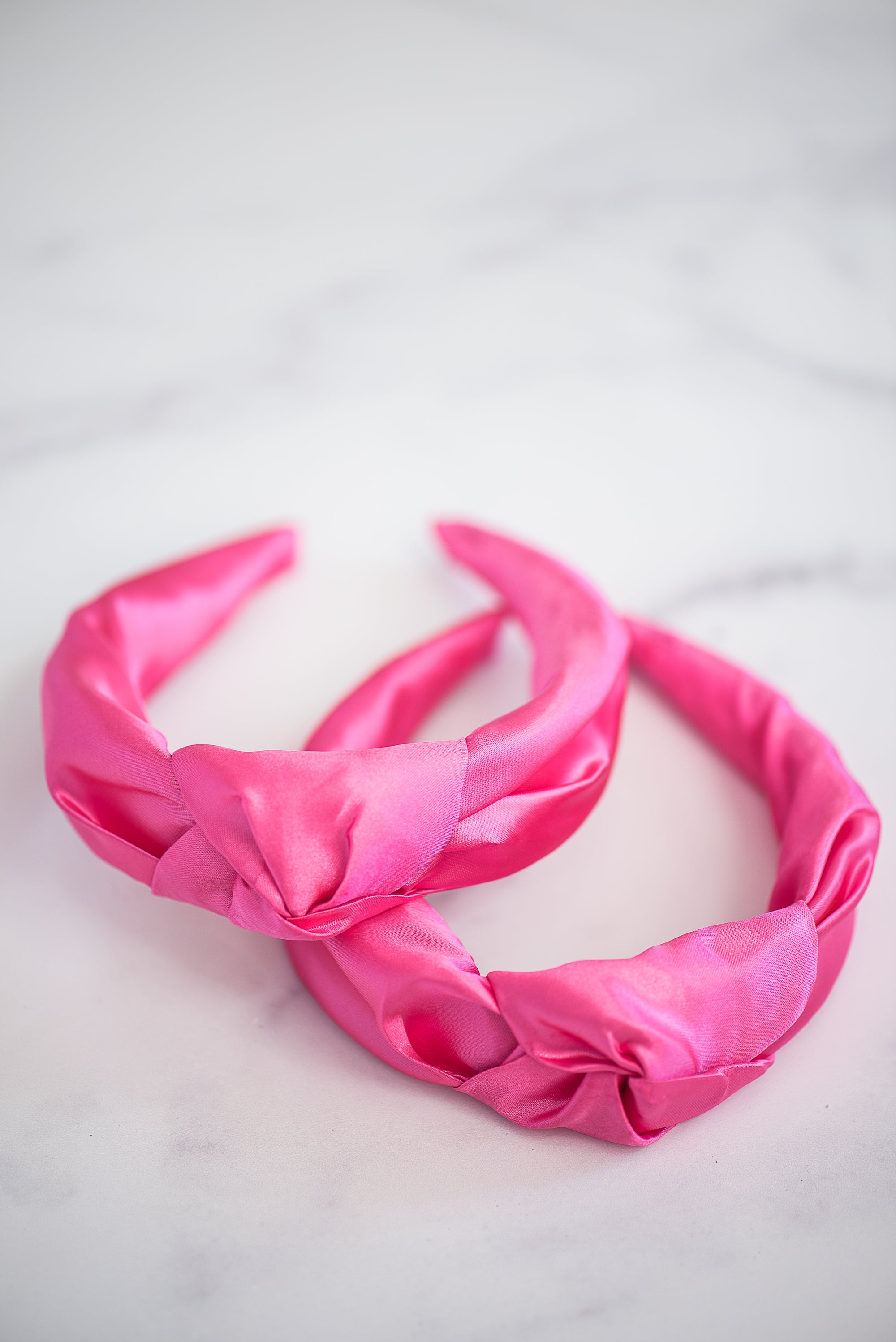 The Tiny Tassel Headband in Hot Pink Satin