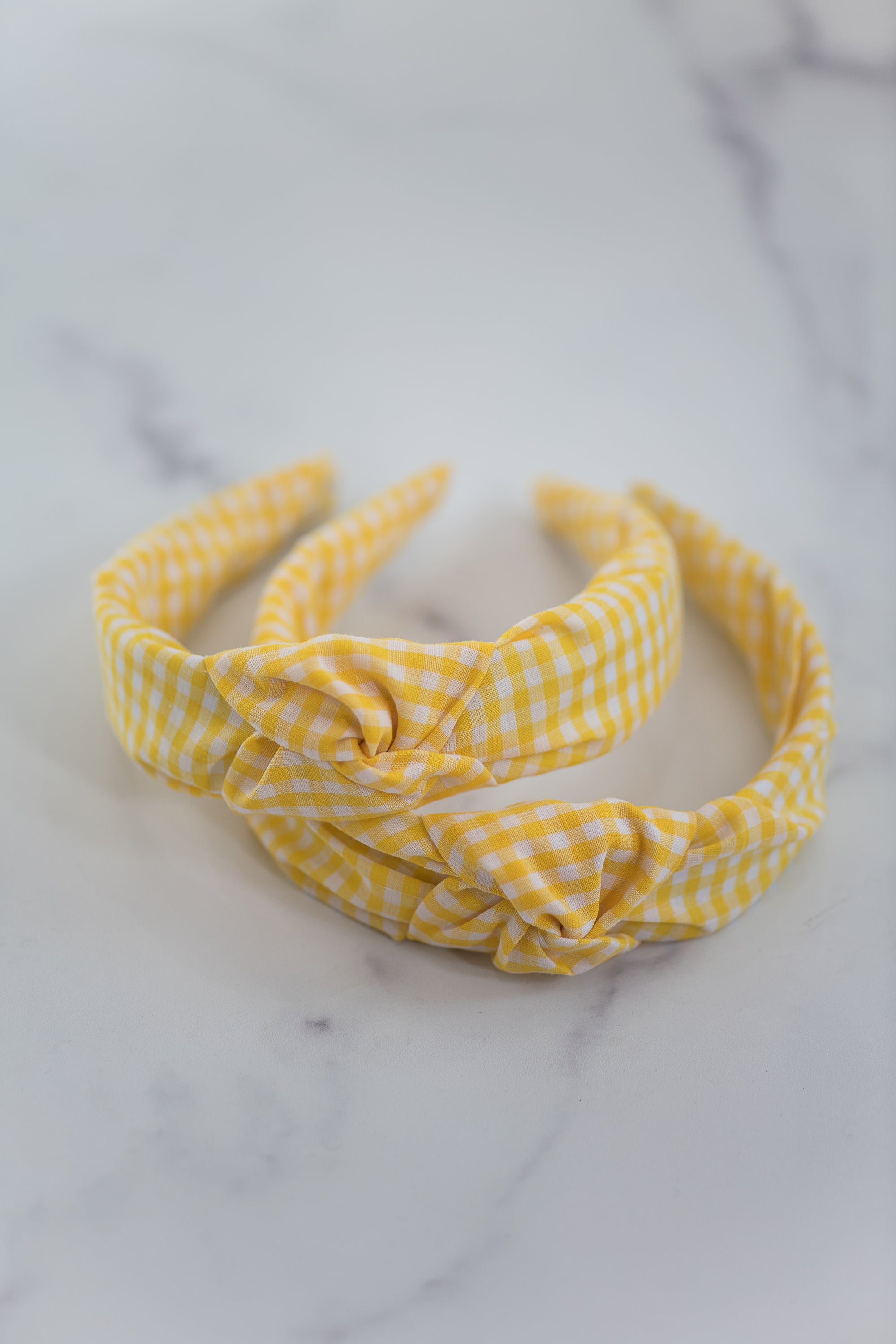 The Tiny Tassel Headband in Yellow Gingham