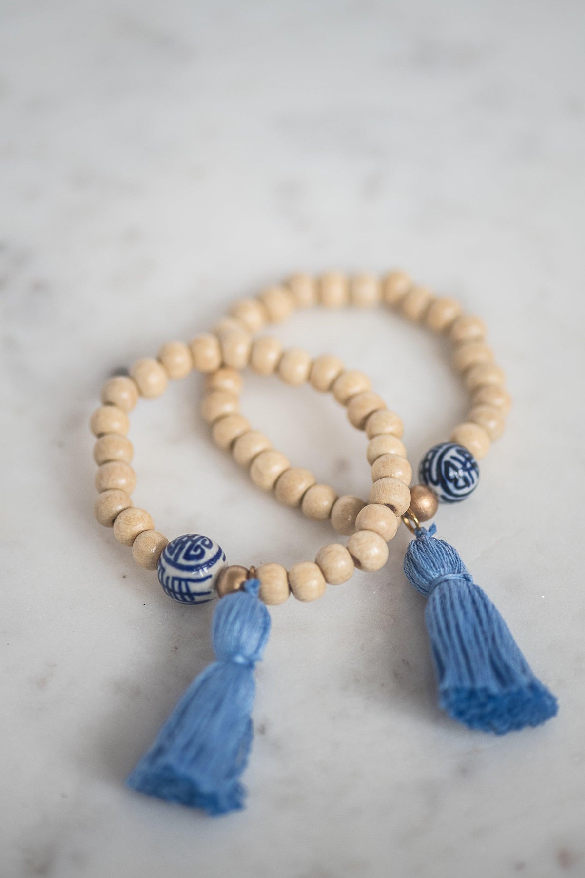 The Elliotborough Tassel Bracelet In Cornflower Blue - TheTinyTassel