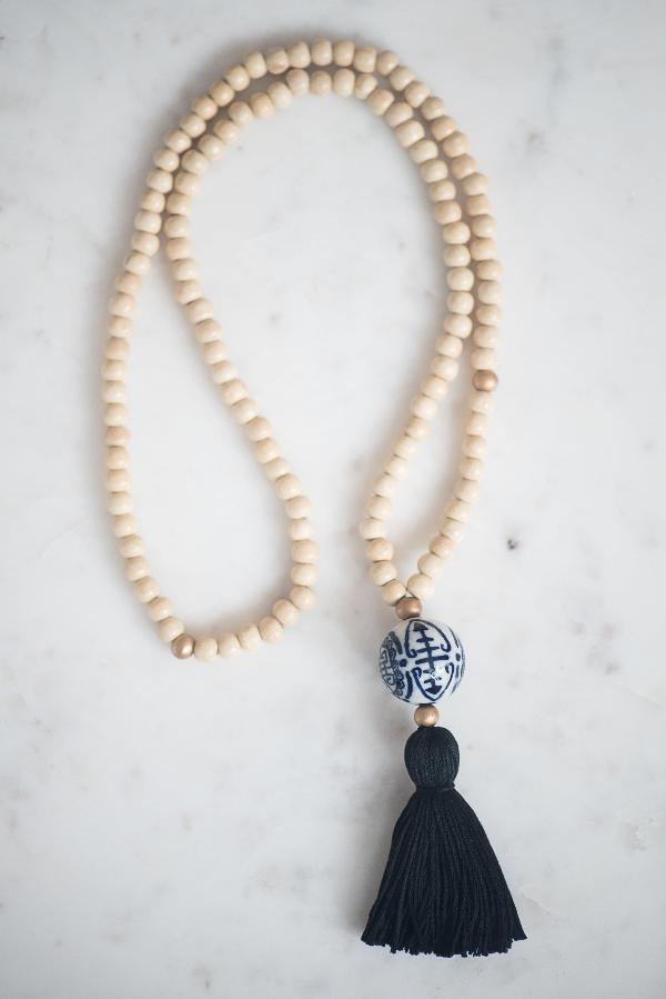 The Chalmers Tassel Necklace in Black - TheTinyTassel