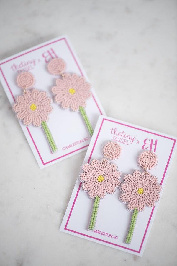 The #EHxTTT Pink Daisy Earring - TheTinyTassel