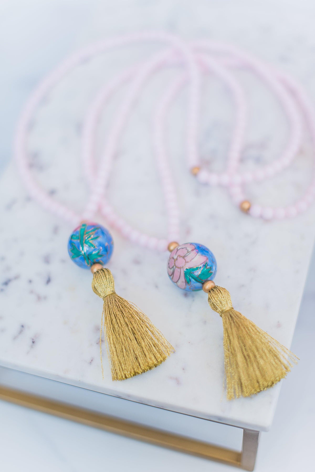 The Pinckney Tassel Necklace in Light Pink - TheTinyTassel