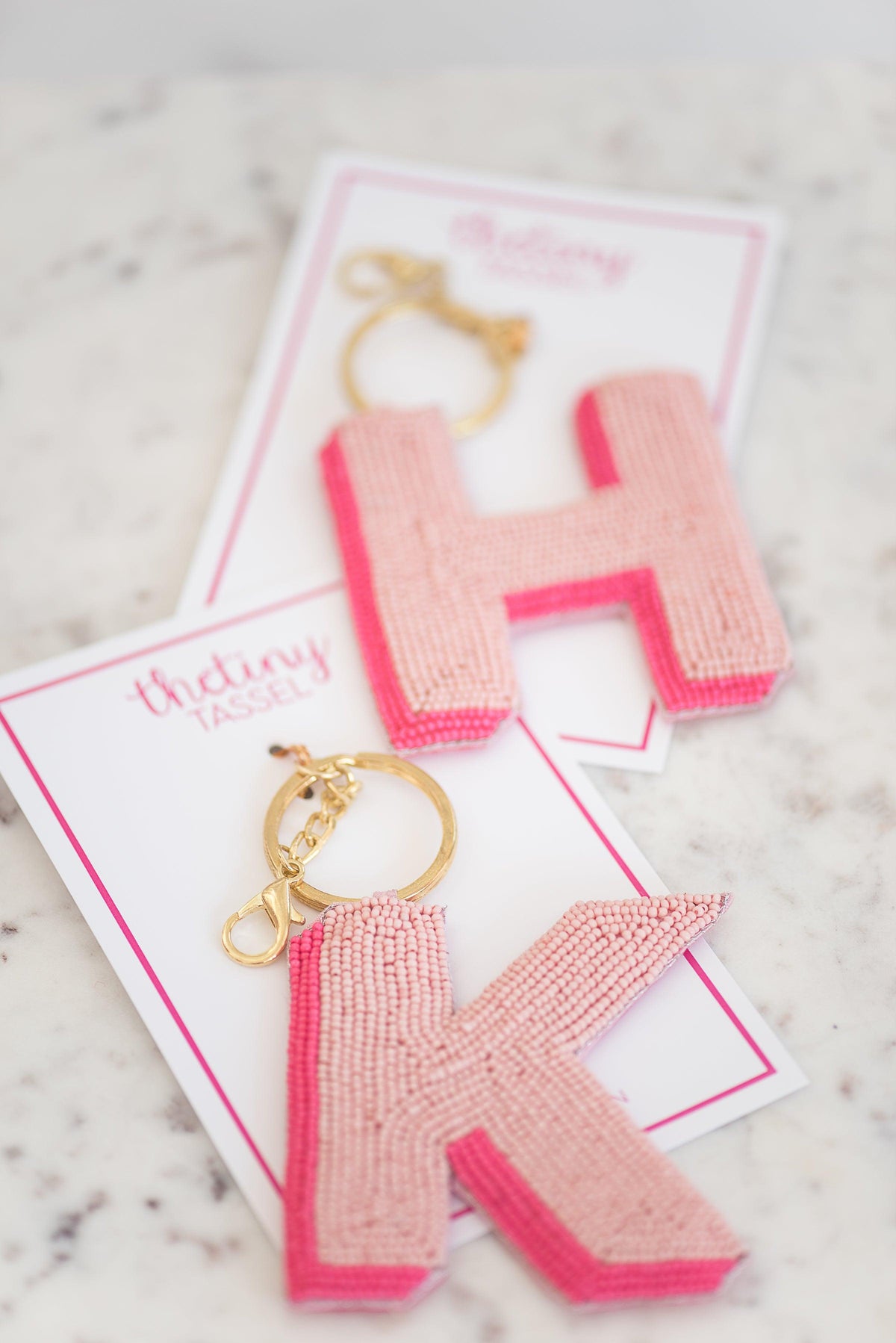 The Elsey Keychain in Light Pink &amp; Hot Pink - TheTinyTassel