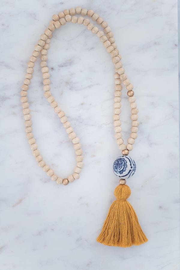 The Chalmers Tassel Necklace in Amber - TheTinyTassel