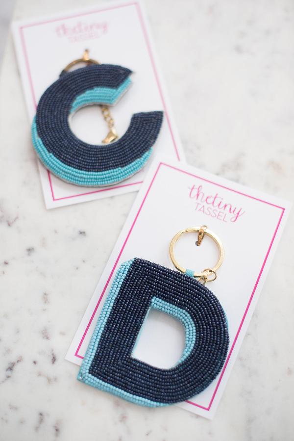 The Elsey Keychain in Navy &amp; Blue - TheTinyTassel